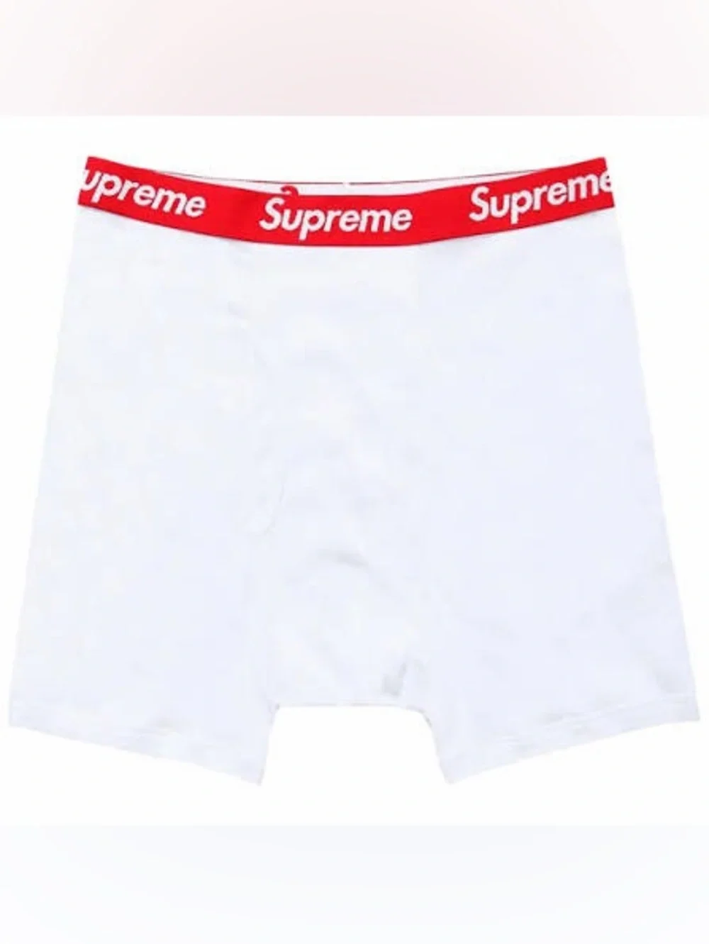 Supreme White Boxer Brief with Red Logo Waistband
